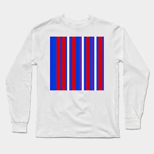 Lines red, white on blue Long Sleeve T-Shirt